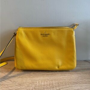 Kate Spade ♠️ Yellow Leather Leila Triple Gusset Crossbody Bag